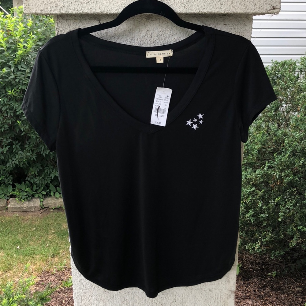 NWT L. A. Hearts black t-shirt with white stars